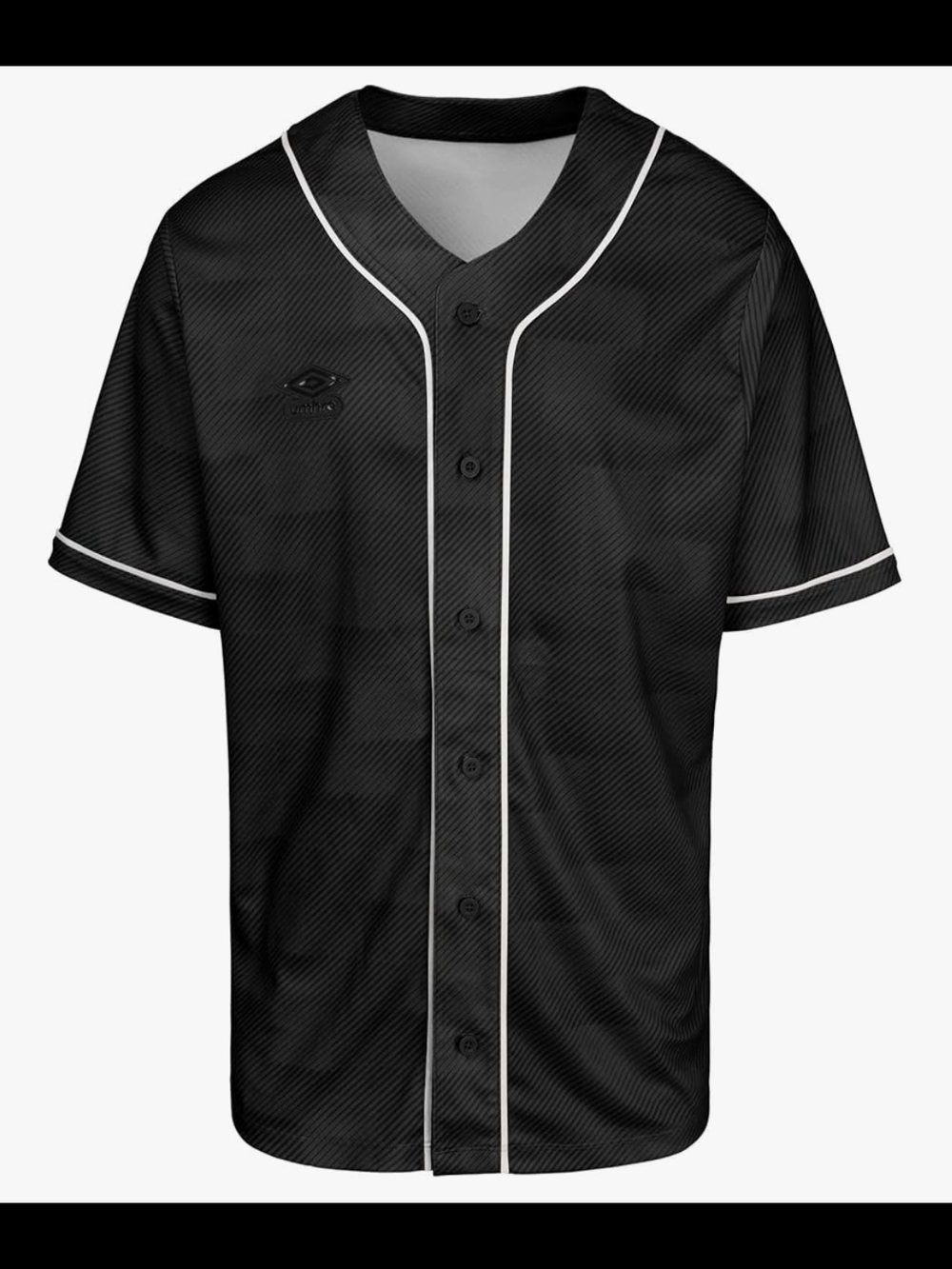 BNWT Umbro Men's Black Button-Up Baseball Jersey with White Piping